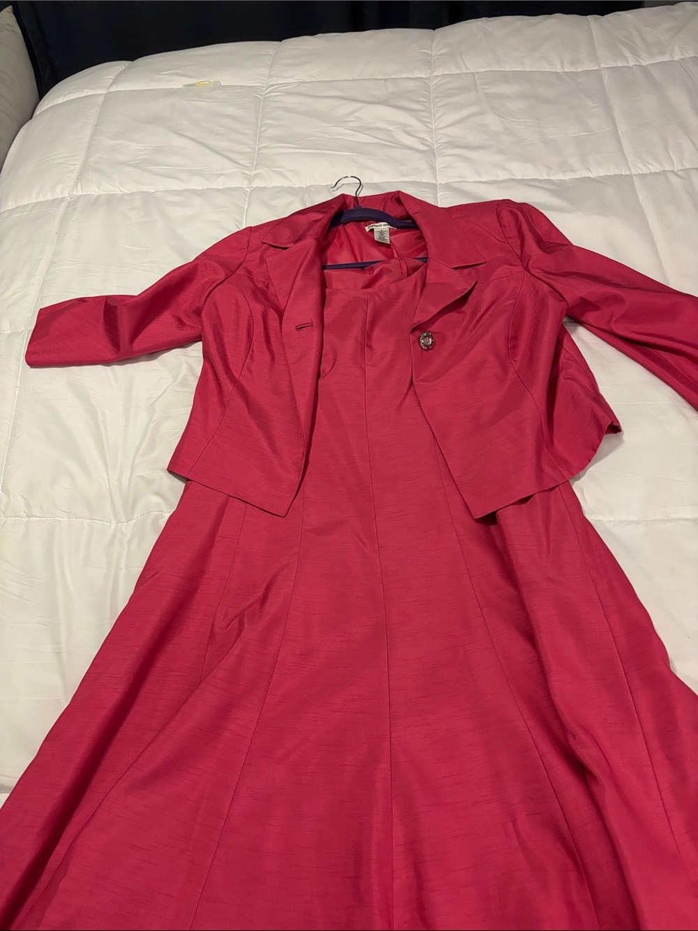 Women's Long Sleeve Fitted Red Dress with Matching Cropped Jacket